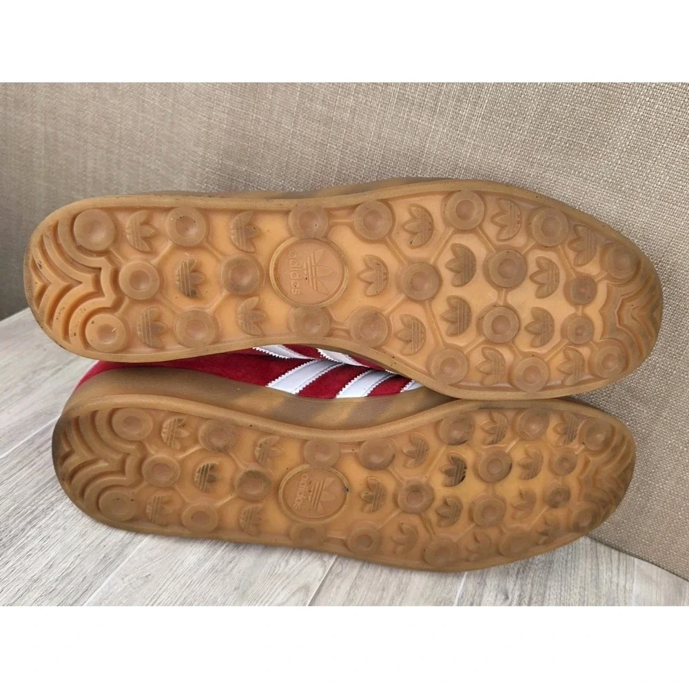 Adidas Mens 12 Gazelle Indoor Original Scarlet Red Cloud White Gum Sole Sneakers